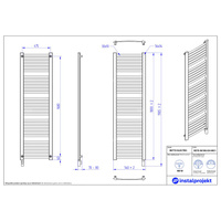 Grzejnik elektryczny (suszarka) INSTAL-PROJEKT RETTO ELECTRO, wym. 1800 (1905 z grzałką)/540 mm, kolor czarny mat,  moc 900 W