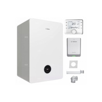 Pakiet - Kocioł gazowy dwufunkcyjny BOSCH TERMOTECHNIKA CONDENS GC5300iWT24/48 kondensacyjny wiszący 22 kW + Czujnik temperatury zewnętrznej + RegulatorCW400 + Zestaw powietrzno-spalinowy szachtowy2581+ Moduł sterowaniaK30RF + Zasobnik c.w.uwbududowany wę