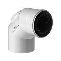 Kolano 87st. fi60/100mm z rewizją białe