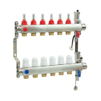 PHA-127 10-obwodowy PN6 Rozdzielacz ze stali nierdzewnej z odpowietrznikiem automatycznym do ogrzewania podłogowego