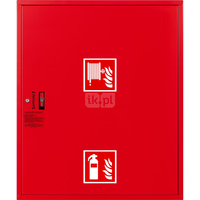 Hydrant DN 25 FIT zawieszany z miejscem na gaśnice pod zwijadłem, wąż 20 m, zamek patent, RAL 3000