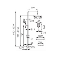WIZARD SQUARE PRO zestaw natryskowy z deszczownią, czarny