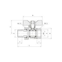 Zawór kulowy PERFEXIM PHA-005 mosiądz niklowany, PN30 3/4'' GZ x GW, uchwyt: motylek