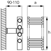 Grzejnik drabinkowy FERRO Prosty, podłączenie dolne, rozstaw 555, wym. 1200 x 600 mm, kolor biały, moc 607W