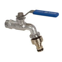 Zawór kulowy ARCO JARDIN stal nierdzewna czerpalny 1/2'' GZ x szybkozłączka kątowy, uchwyt: dźwignia chrom