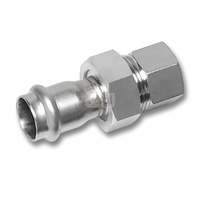 Śrubunek SANHA NiroSan Press z uszczelką trzyczęściowy, stal nierdzewna, 35 mm x 1 1/4'' (zw x GW)