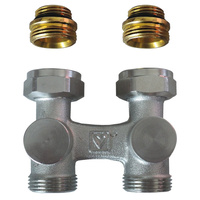 Moduł przyłączeniowy prosty HERZ 3000 (3766) nyple mosiądz (niklowanie) 1/2'' x 3/4'', rozstaw 50 mm do grzejników