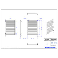 Grzejnik elektryczny (suszarka) INSTAL-PROJEKT PIKO ELECTRO, wym. 729 (834 z grzałką)/530 mm, kolor biały połysk,  moc 300 W