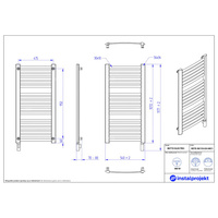 Grzejnik elektryczny (suszarka) INSTAL-PROJEKT RETTO ELECTRO, wym. 1072 (1177 z grzałką)/540 mm, kolor czarny,  moc 600 W
