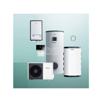 Pakiet Systemowy OZE - Pompa ciepła powietrzna powietrze-woda monoblok VAILLANT VWL 55/6A aroTHERM plus 5.4 kW 400 V + Moduł naścienny MEH 97/6 + Moduł komunikacji internetowej VR 940f + Zasobnik c.w.u. VIH RW 300/3BR + Zasobnik buforowy VP RW 50 + Regula