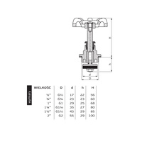 G02 G2 PN10 Głowica do zaworu zaporowego DN50 żeliwnego PN-M-75002