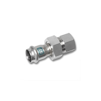 Śrubunek SANHA NiroSan SF trzyczęściowy, stal nierdzewna, 22 mm x 1'' (zw x GW)