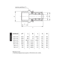 Nypel PERFEXIM 731, mosiądz, 32 x 1'' (zz x GZ)