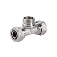 Trójnik PERFEXIM 708 mosiądz niklowany 20 mm x 3/4'' x 20 mm (zz x GZ x zz)