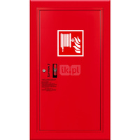 Hydrant DN 33 wnękowy boczny, wąż 20 m, ocynk fasada, zamek patent, RAL 3000 prawy