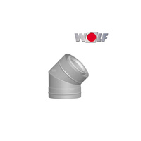 Kolano 45 st. do przewodu spalinowego na elewacji DN80/125, stal szlachetna / polypropylen dla przewodu spalinowego na elewacji (ściana zew.) (komplet = 2 szt.)