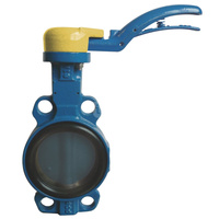 Przepustnica bezkołnierzowa SYLAX GAS z dźwignią ręczną, dysk: GGG40 powl. poliamidem, wykładzina: NBR, korpus: GGG40 epoksyd., Pnom 0,6 MPa, tmax=60 st.C DN50