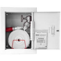 Hydrant DN 52 wnękowy z kołyską, wąż 2x15 m, gł. 240 mm, zamek patent, RAL 9003