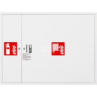 Hydrant DN 25 FIT zawieszany z miejscem na gaśnicę obok zwijadła, wąż 20 m, zamek patent, RAL 9003