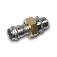 Śrubunek SANHA NiroTherm Press z uszczelką trzyczęściowy, stal nierdzewna, 15 mm x 3/4'' (zw x GZ)