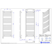 Grzejnik elektryczny (suszarka) INSTAL-PROJEKT AMBRA R ELECTRO, wym. 1650 (1755 z grzałką)/600 mm, kolor biały połysk, moc 900 W
