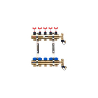 Rozdzielacz do ogrzewania podłogowego QIK BASIC II 2-obieg. mosiądz GW 1'' x GZ 3/4'' + przepływomierz