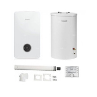 Pakiet - Kocioł gazowy jednofunkcyjny BOSCH TERMOTECHNIKA CONDENS GC2300iW15P kondensacyjny wiszący 16.1 kW+ Zestaw powietrzno-spalinowy2574 (poziomy) + Czujnik c.w.u. + RegulatorCW400 + Zasobnik c.w.uWST120-5O