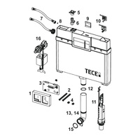 Spłuczka podtynkowaTECETECE, 574 x 558 x 88 mm, uruchamiana od przodu